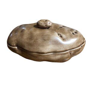 Baked Potato Shaped Covered Dish VTG Ceramic Serving Bowl Casserole Lid 1970s